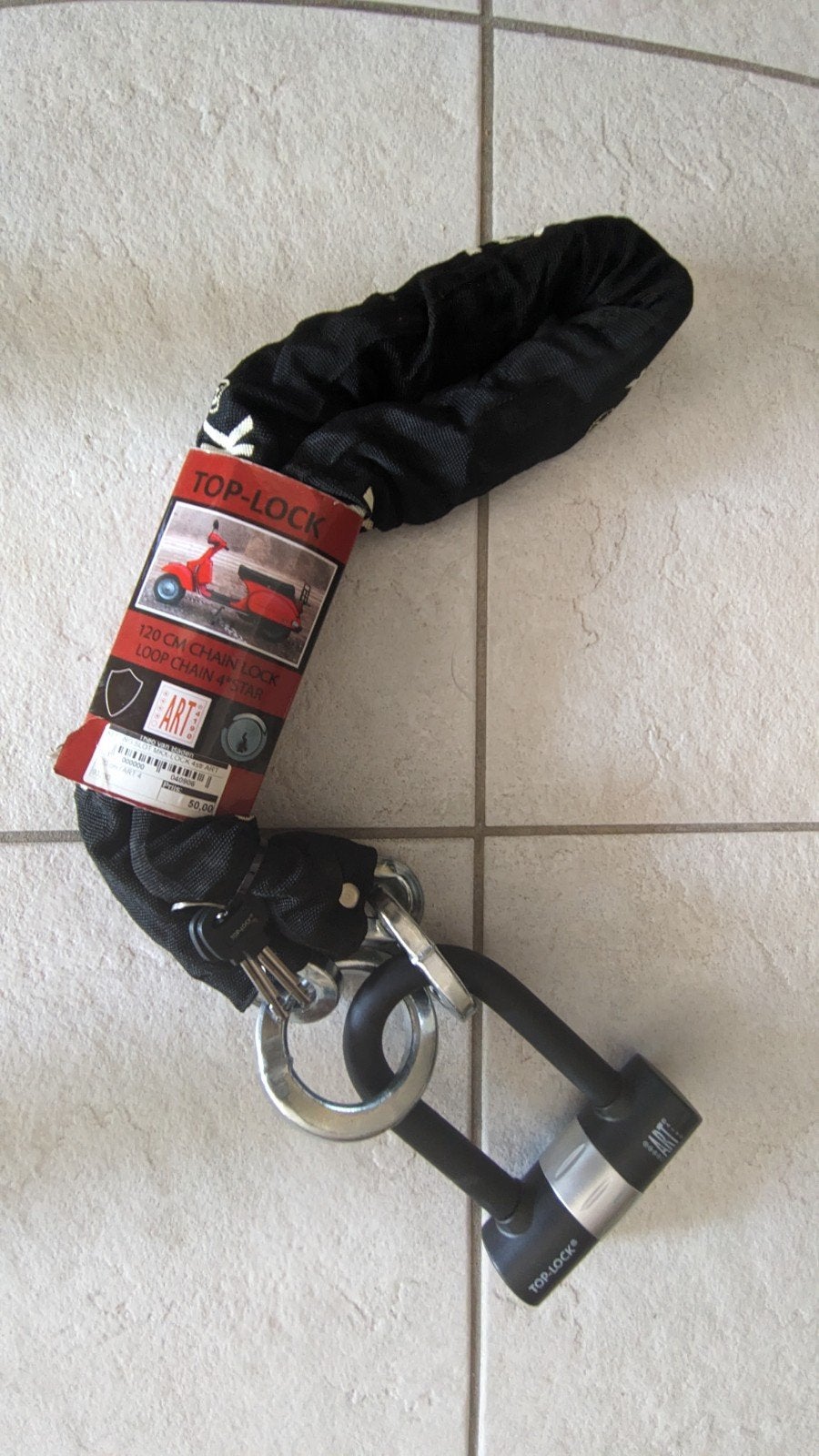 Top lock kettingslot met beugelslot, 120 cm, Ophalen, Nieuw