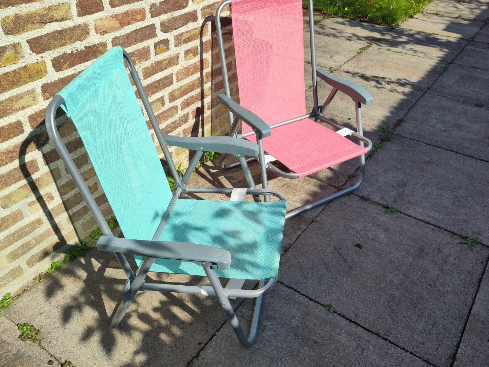 2 Lage Tuinstoelen opklapbaar, Ophalen, Gebruikt, Kunststof