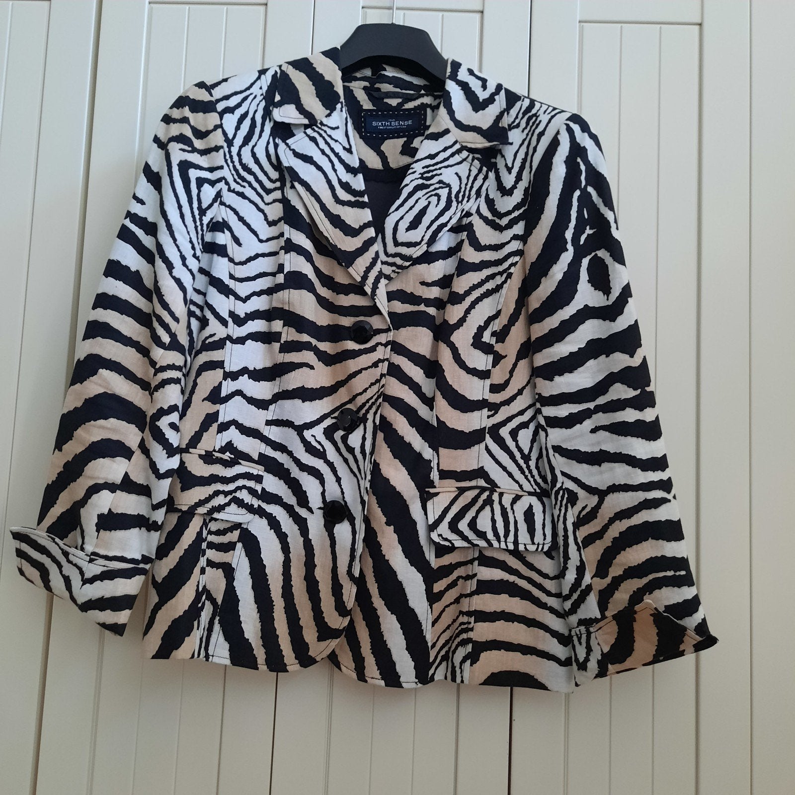 Sixth Sense Zebra Print Jasje - Maat 42, Zwart, Maat 42/44 (L), Sixth Sense, Ophalen of Verzenden