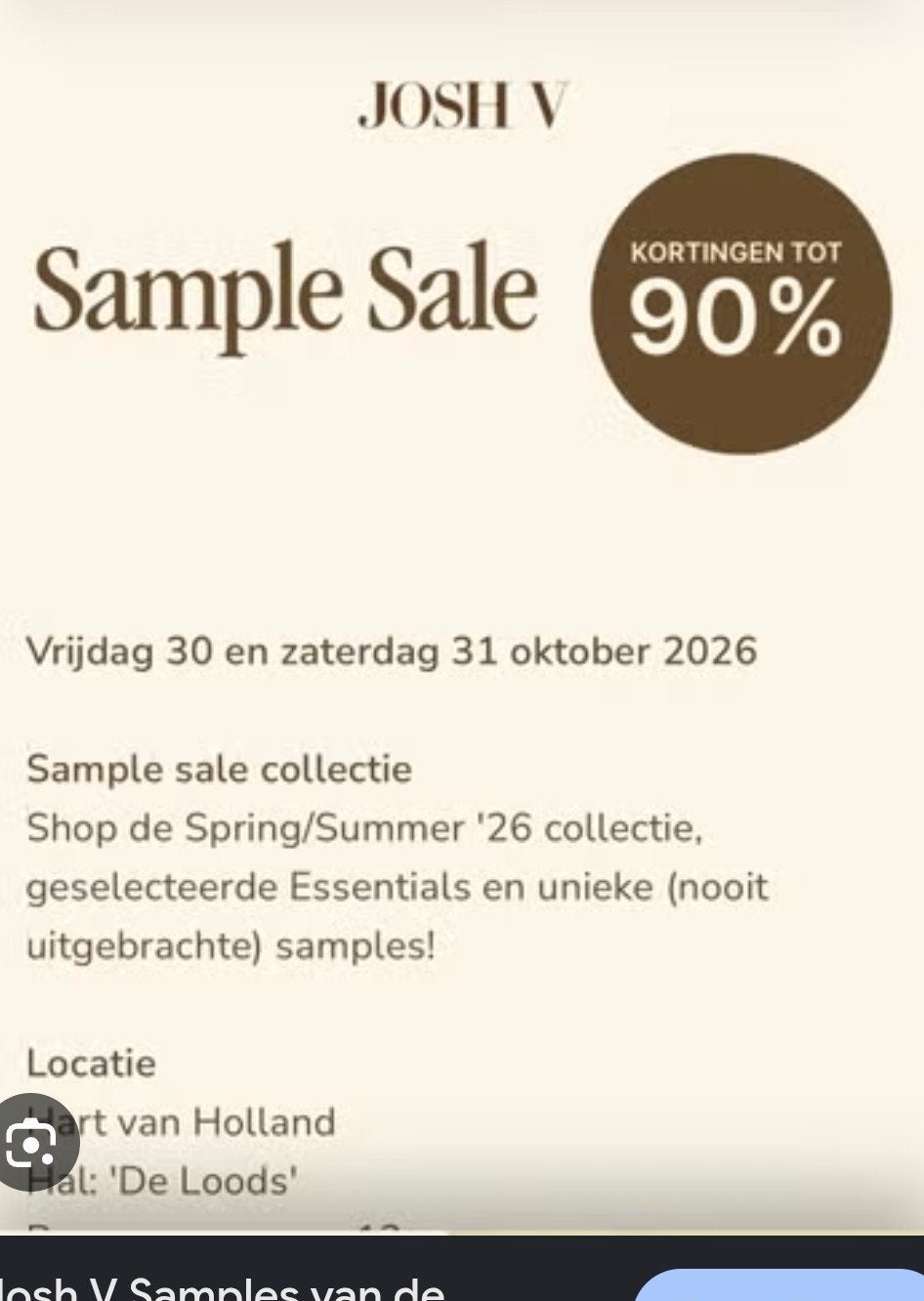 GEZOCHT FRIENDS AND FAMILY TICKET - Josh V sample sale, Kleding | Dames, Josh V, Ophalen of Verzenden, Nieuw