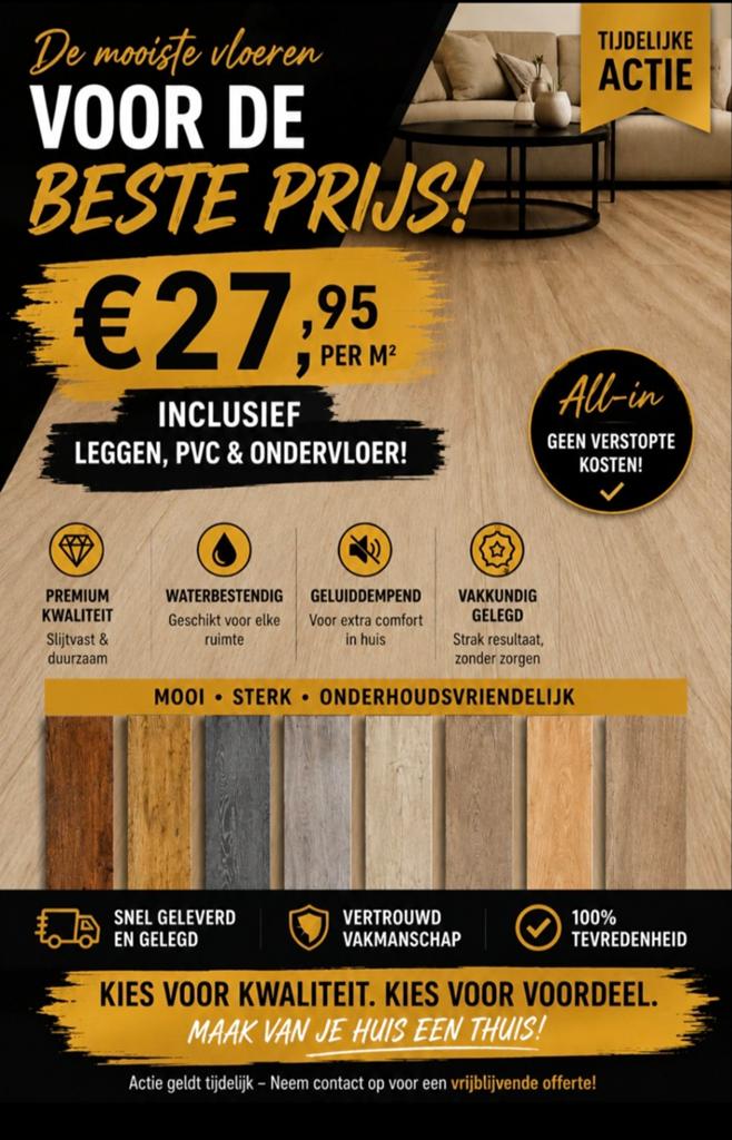PVC  CLICK VLOEREN  NIEUW AANBIEDING, Ophalen of Verzenden, Nieuw, 75 m² of meer, Overige typen