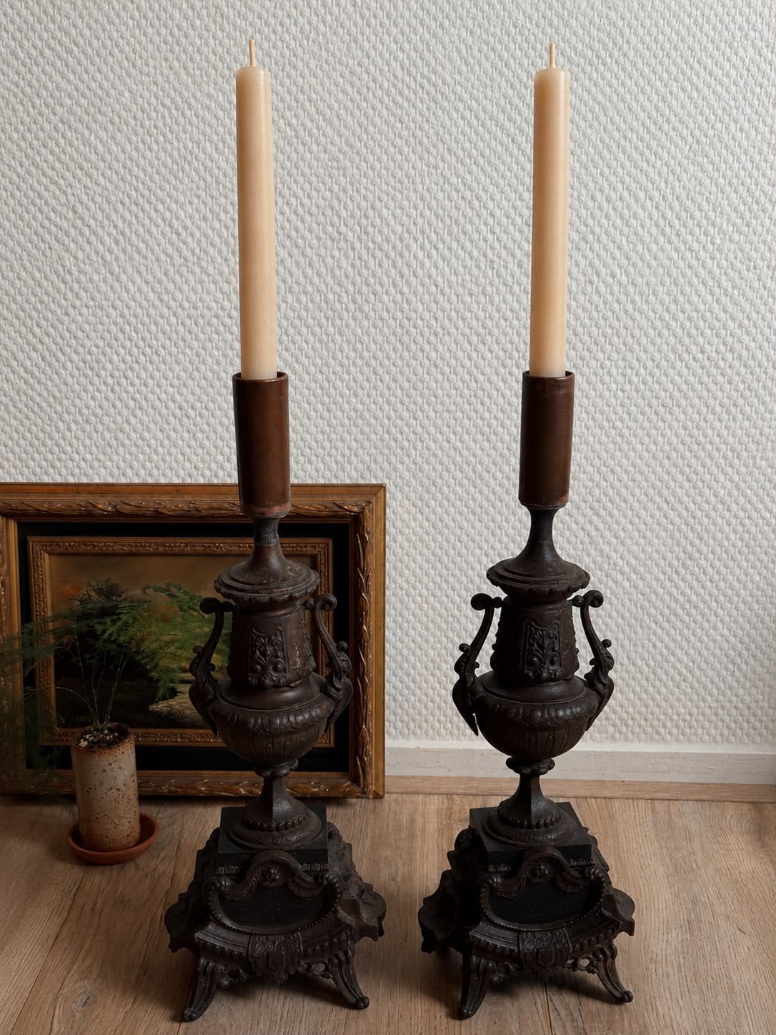 Antieke Barok Kandelaars eind 18e eeuw. 40 cm hoog, Antiek en Kunst, Antiek | Kandelaars, Ophalen of Verzenden, Koper of Brons