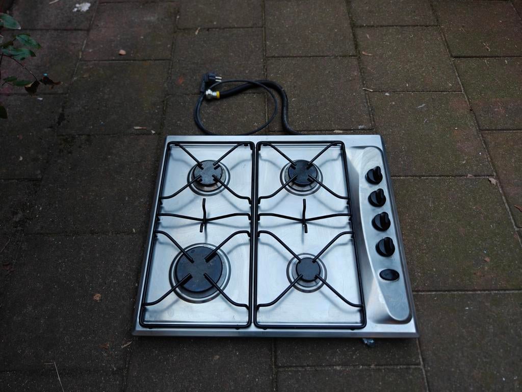 4 pits gaskookplaat whirlpool, Witgoed en Apparatuur, Kookplaten, Ophalen, Gebruikt, 4 kookzones, Inbouw