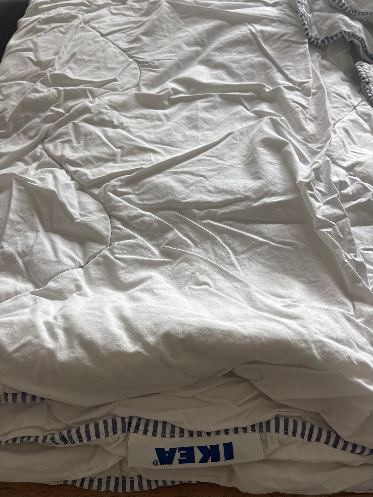 IKEA dekbed, wit met blauw gestreepte rand, Gebruikt, Eenpersoons, Wit, Ophalen of Verzenden