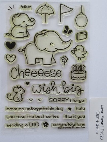 Lawn Fawn; Elphie Selfie, Ophalen of Verzenden, Zo goed als nieuw, Clearstamp