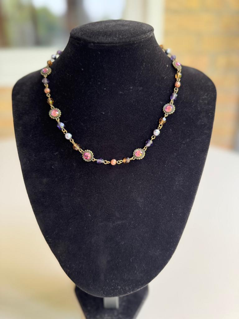 Vintage Paarse Kralen Ketting - Bead.ies Amsterdam, Met kristal, Overige materialen, Gebruikt, Verzenden