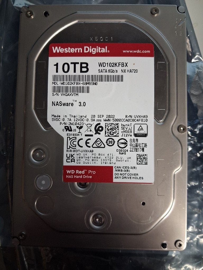 4x WD Red Pro 10TB, Computers en Software, Harde schijven, Intern, Zo goed als nieuw, 10TB, SATA