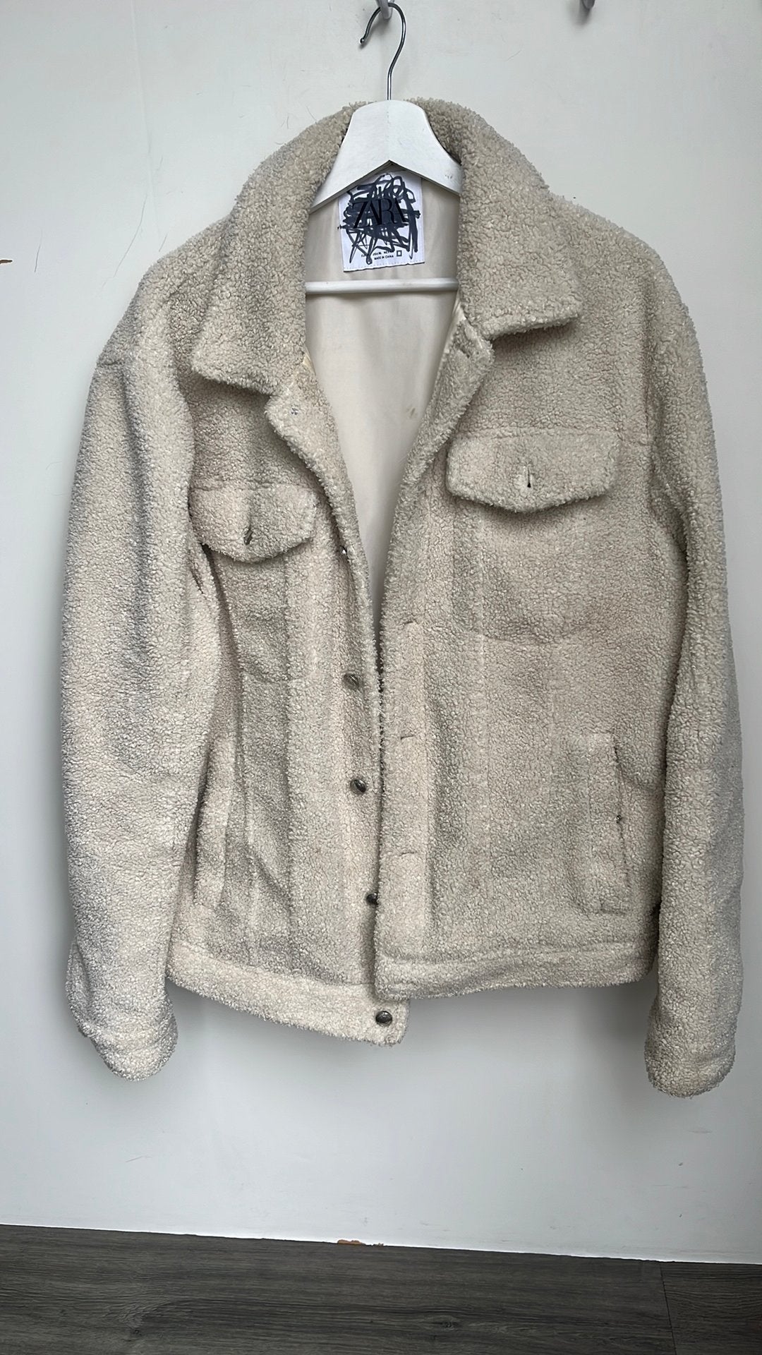 Teddy herenjas maat L Zara, Ophalen of Verzenden, Gedragen, Maat 38/40 (M), Beige