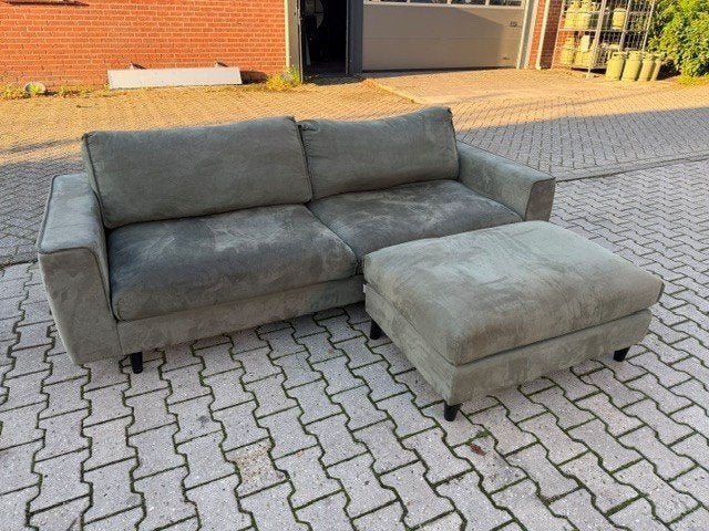 Te koop goossens bankstel 3 zits bank olijfgroen!, Ophalen, Gebruikt, Driepersoons, 75 tot 100 cm