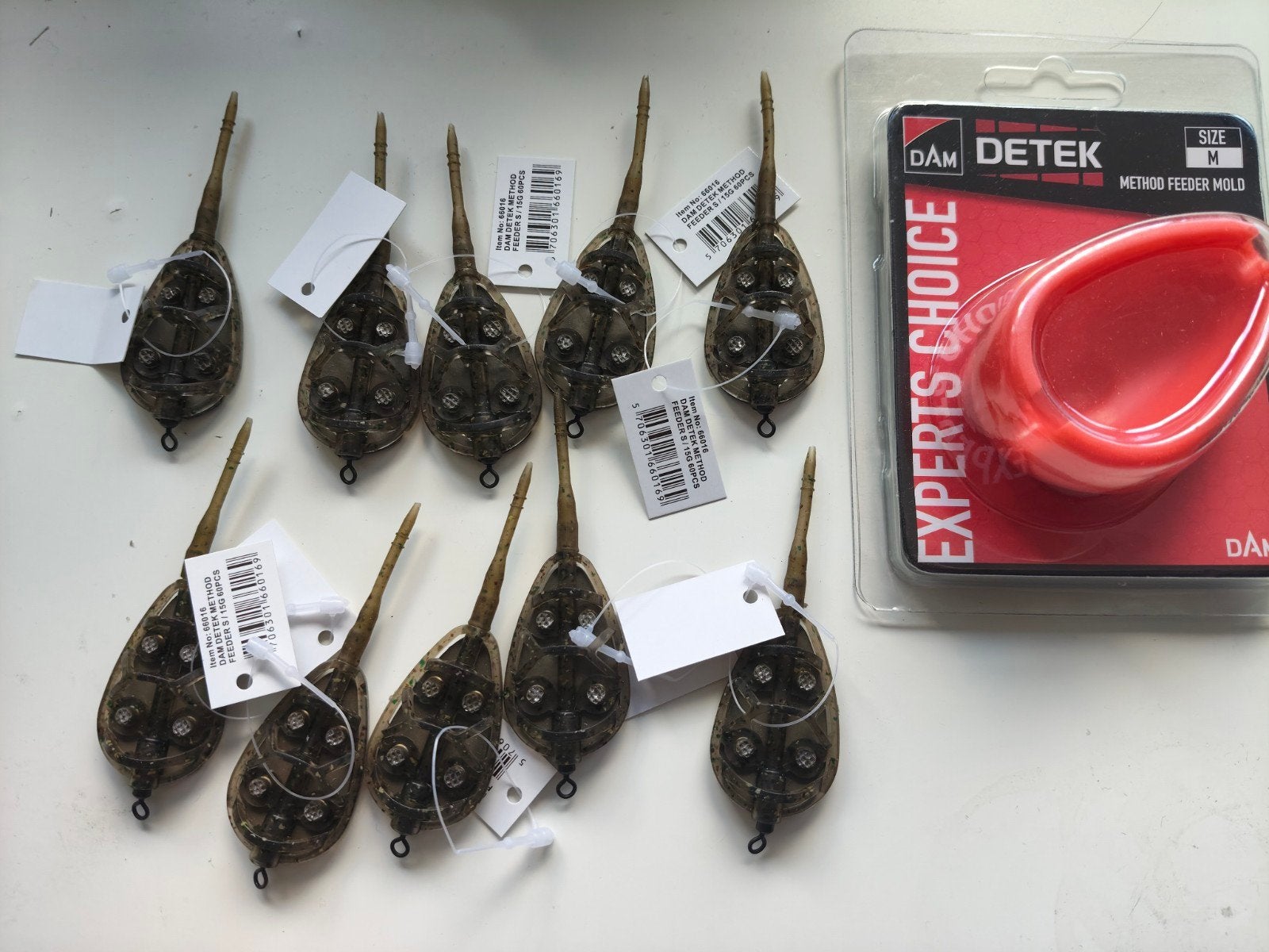 10 x Dam Methode feeder inline 15 gram en Dam Feeder mold, Watersport en Boten, Hengelsport | Witvissen, Verzenden, Nieuw, Complete set