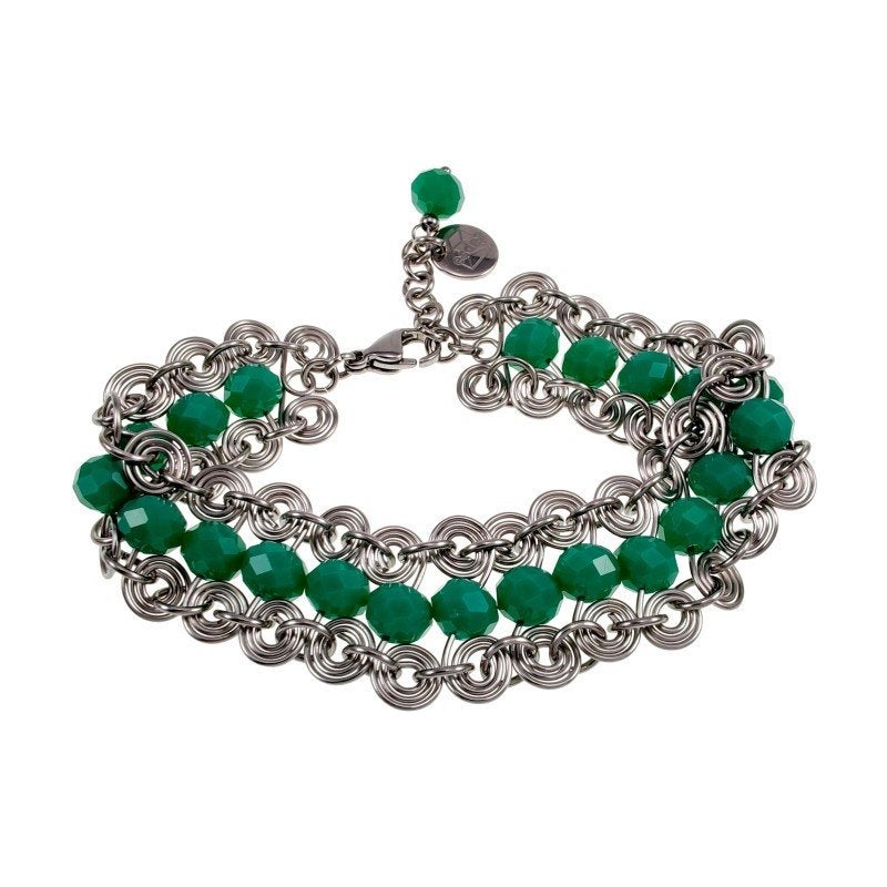 Dames RVS Brede Spiralen Armband Rode OostenrijkseKristallen, Staal, Birgitta-Gracht 33, 6465 EL Kerkrade, Nederland, Verzenden