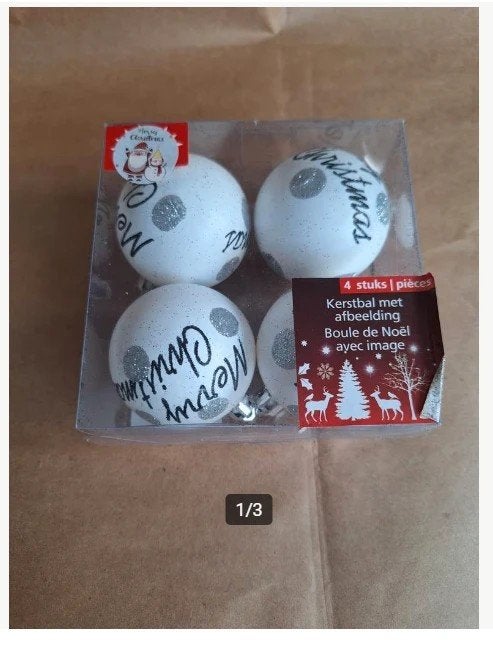 Witte kerstballen merry christmas h, Evora, Onbekend, Nieuw, Ophalen of Verzenden