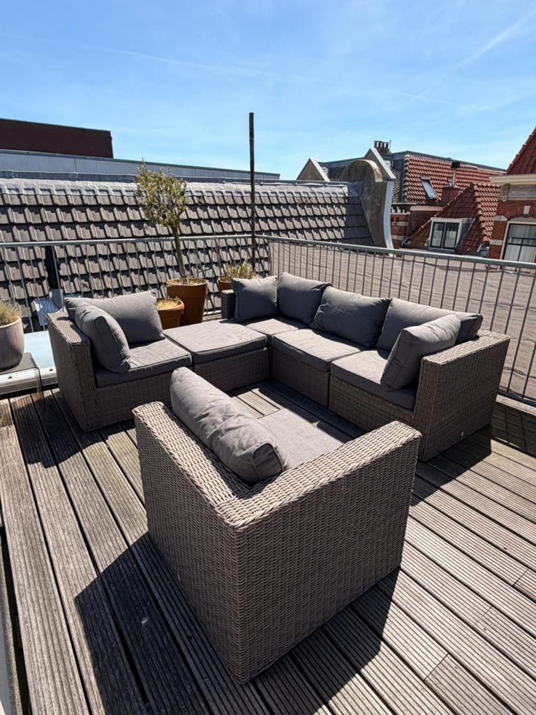 Le Sud loungeset 6 elementen taupe grijs, Tuin en Terras, Ophalen, Zo goed als nieuw, Wicker, Stoel