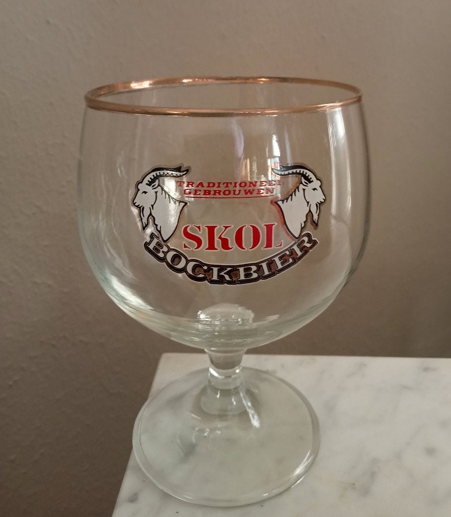6 Vintage Skol  BOCKBIERGLAZEN, Ophalen of Verzenden, Zo goed als nieuw, Glas of Glazen, Overige merken