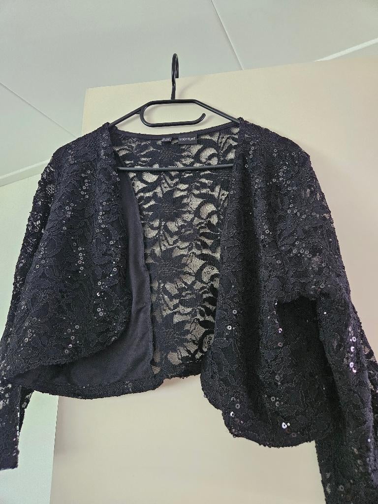 Kanten vestje met pailleten, Kleding | Dames, Verzenden, Zwart, Maat 42/44 (L), Zo goed als nieuw