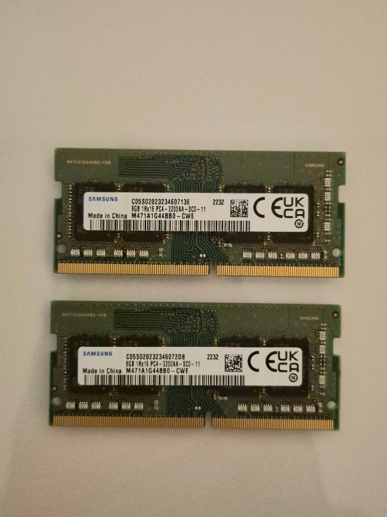 Samsung 16GB DDR4-3200 laptopgeheugen – 2x 8GB SO-DIMM, DDR4, Ophalen of Verzenden, Zo goed als nieuw, Laptop