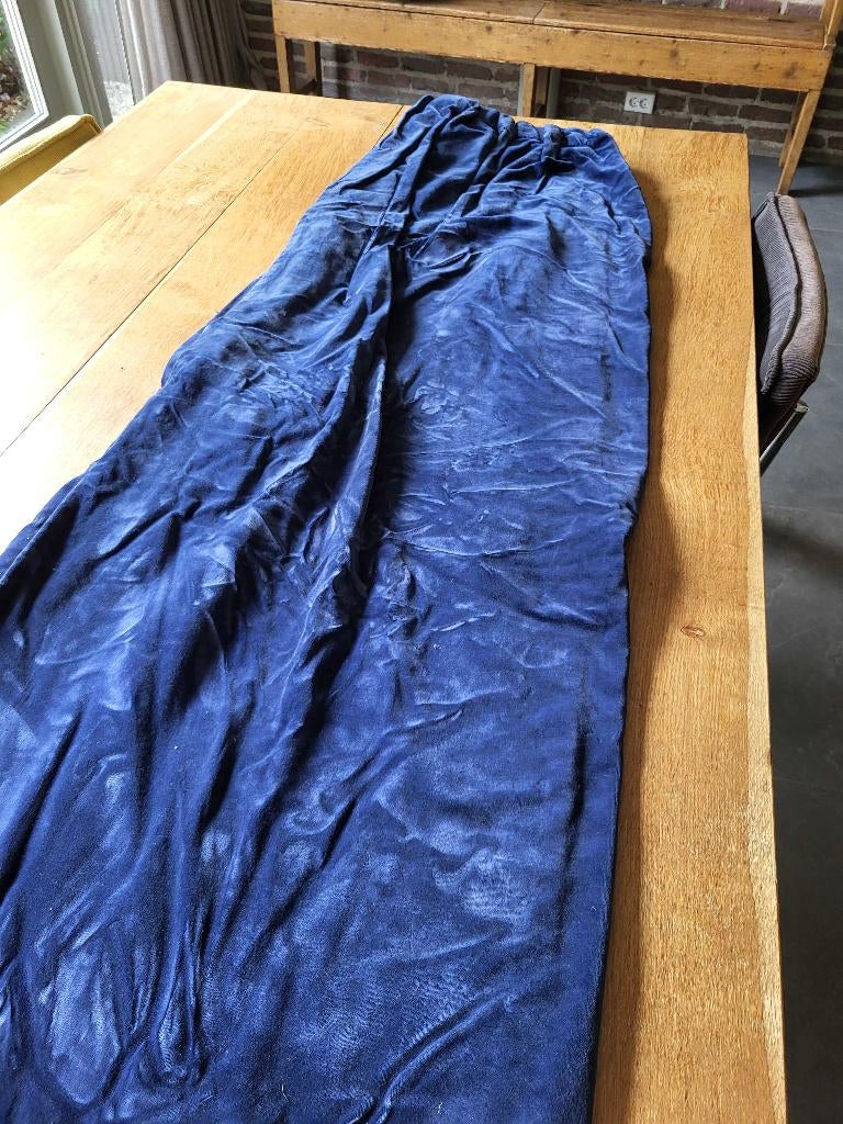 Gordijn Blauw 260 x 220 Katoen/fluweel, Huis en Inrichting, Stoffering | Gordijnen en Lamellen, Ophalen of Verzenden, Zo goed als nieuw