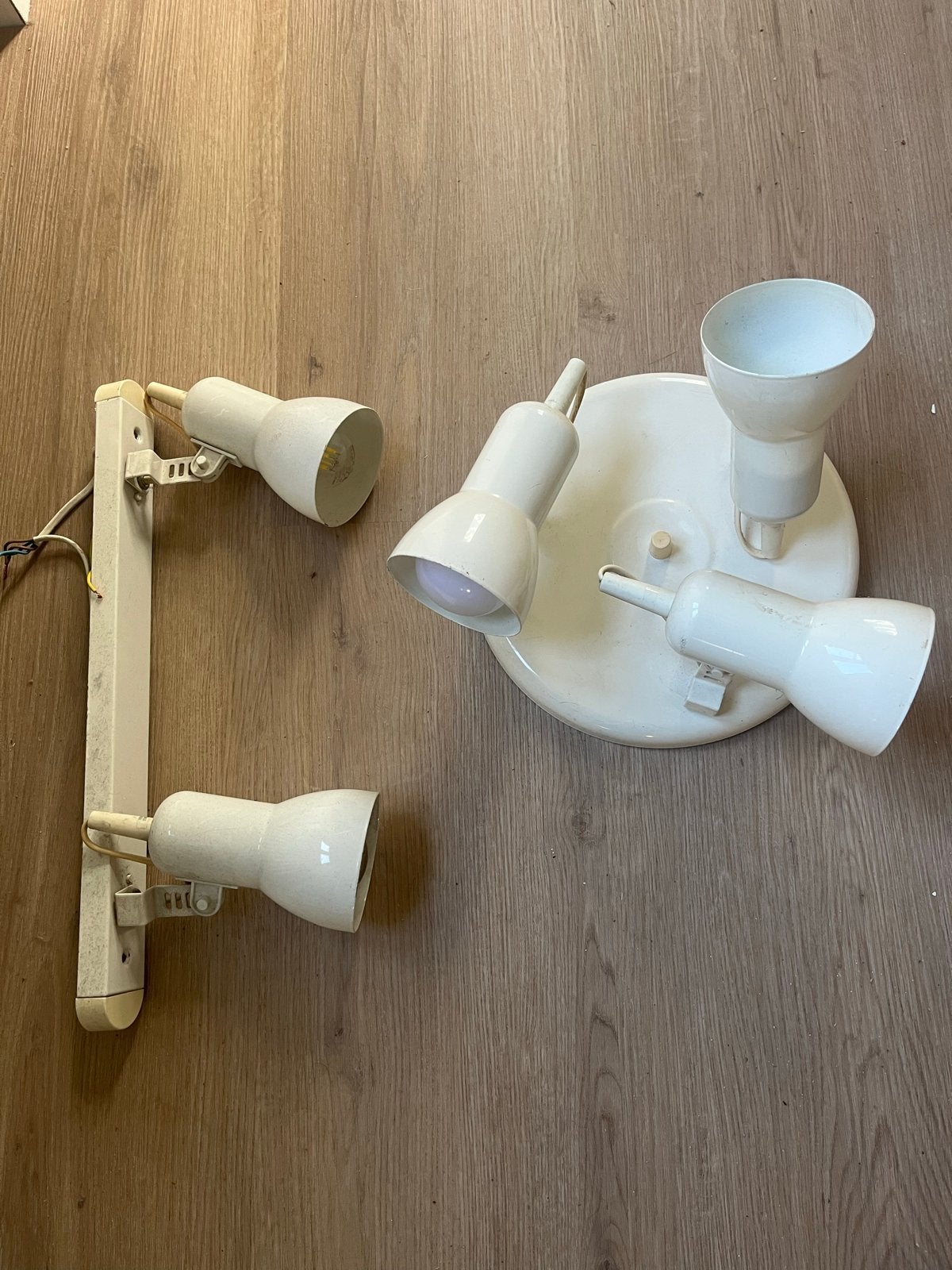 Massive plafondlampen set - vintage 2 stuks, Wit, Overige merken, Gebruikt, Ophalen
