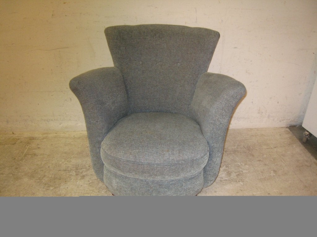Vintage grijsblauwe stoffen cocktail fauteuil, Niet ingevuld, Gebruikt, Niet ingevuld, Niet ingevuld