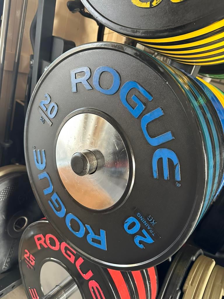Rogue Bumper plates - 5 / 10 / 15 / 20 / 25 - hyrox - fitnes, Ophalen, Gebruikt, Benen, Halterschijven