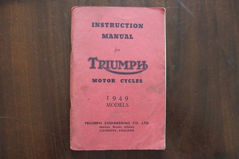 Triumph motorcycles 1949 models instruction manual 3 5T T100, Ophalen of Verzenden, Triumph