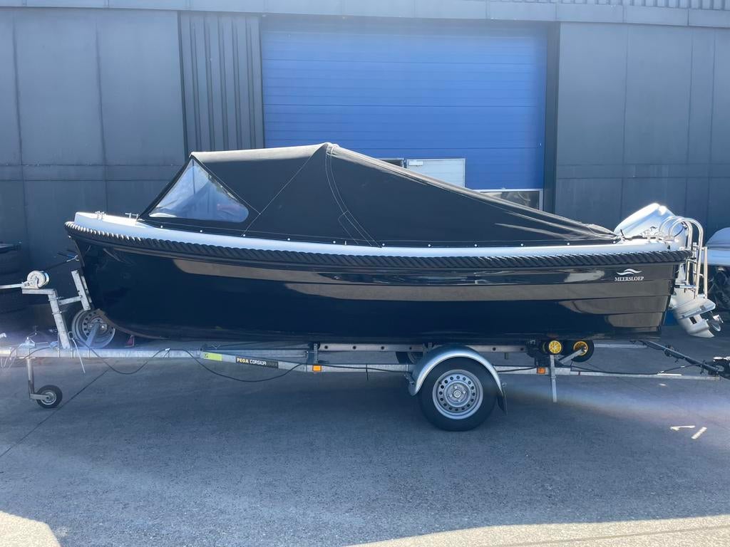 Meersloep 495 + Honda 20 pk ( 2018), Watersport en Boten, Ophalen, 10 tot 30 pk, Zo goed als nieuw, 3 tot 6 meter