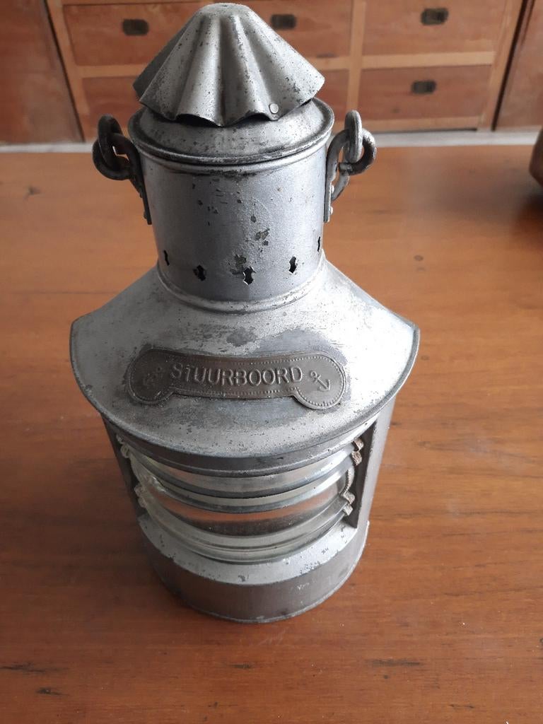 Leuke oude stuurboord lamp,op olie, Ophalen, Binnenverlichting