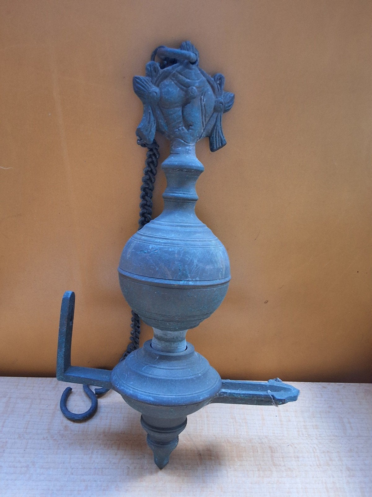 Antieke brons  Olie Lamp  hangend ca 18e eeuw, Antiek en Kunst, Ophalen of Verzenden