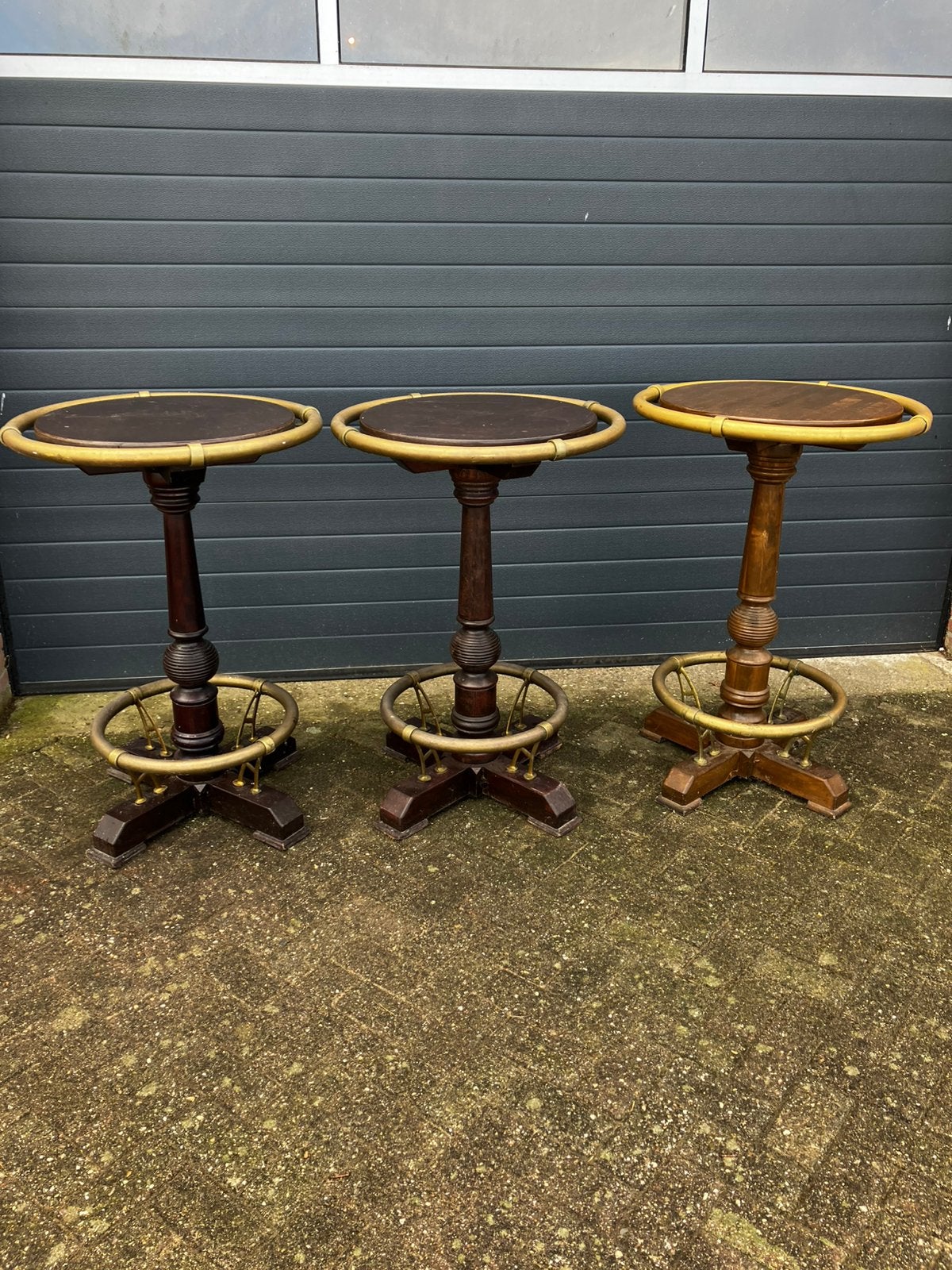 Statafels met messing steunen(4 stuks), Huis en Inrichting, Ophalen, Gebruikt