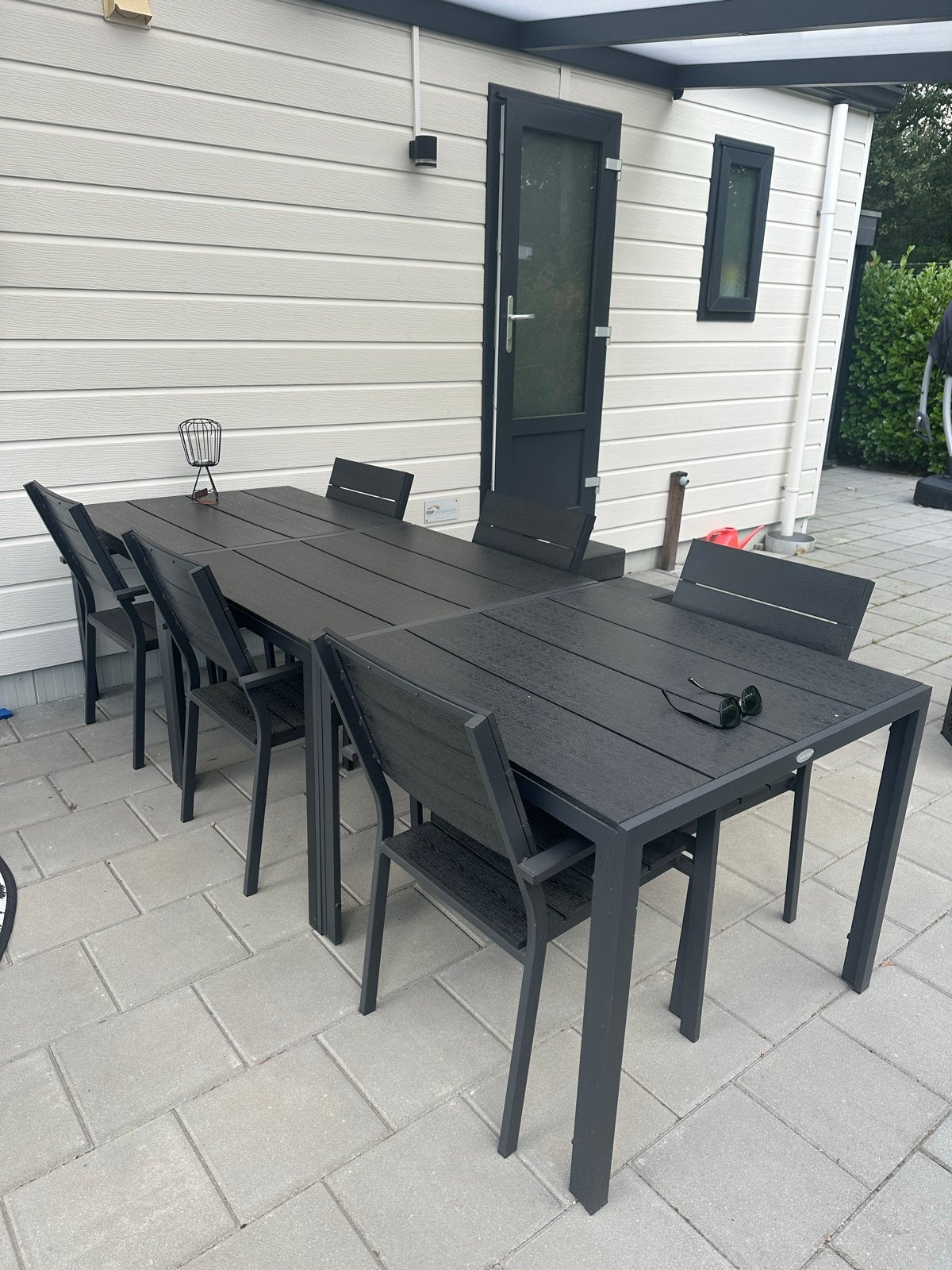 3 tuintafels met 6 stoelen - Aluminium/Kunststof, Tuin en Terras, Ophalen, Gebruikt, Eettafel, Aluminium