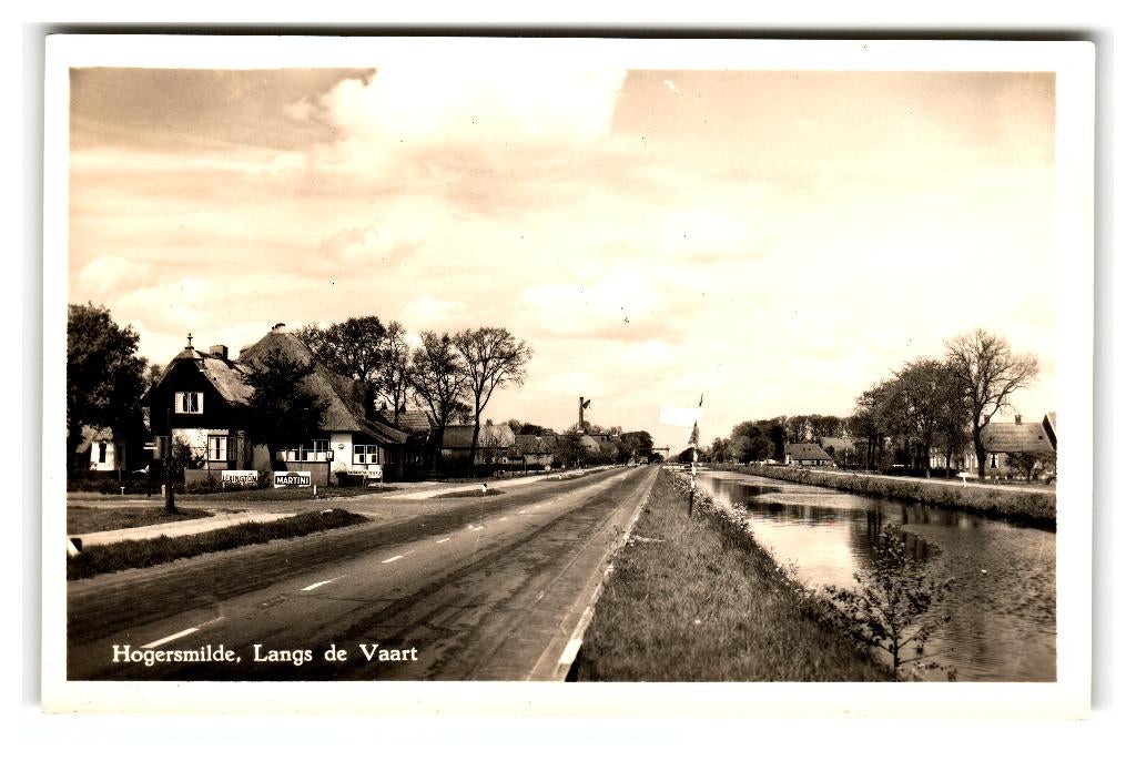 Hoogersmilde, Langs de Vaart, Verzamelen, Ansichtkaarten | Nederland, Verzenden, 1940 tot 1960, Ongelopen, Drenthe