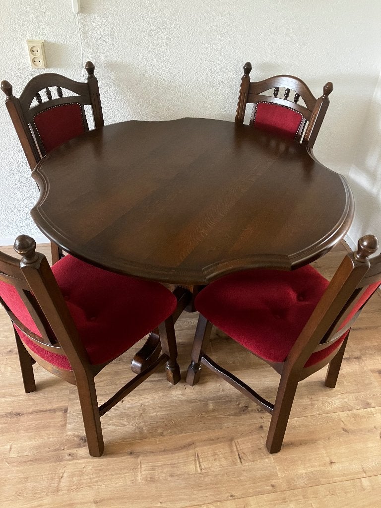 eettafel met 4 stoelen, Ophalen, 50 tot 100 cm, 150 tot 200 cm, Zo goed als nieuw