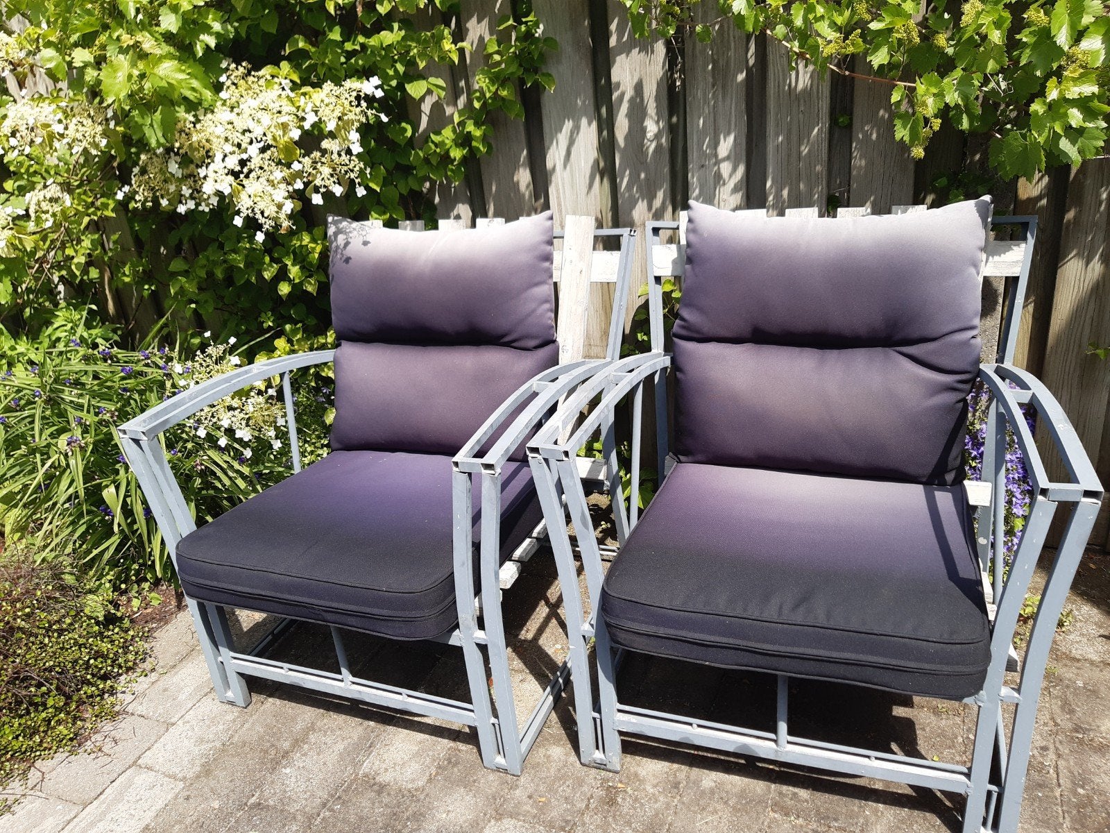 Industriële Tuinstoel/Loungestoel met Kussens, Ophalen of Verzenden, Aluminium