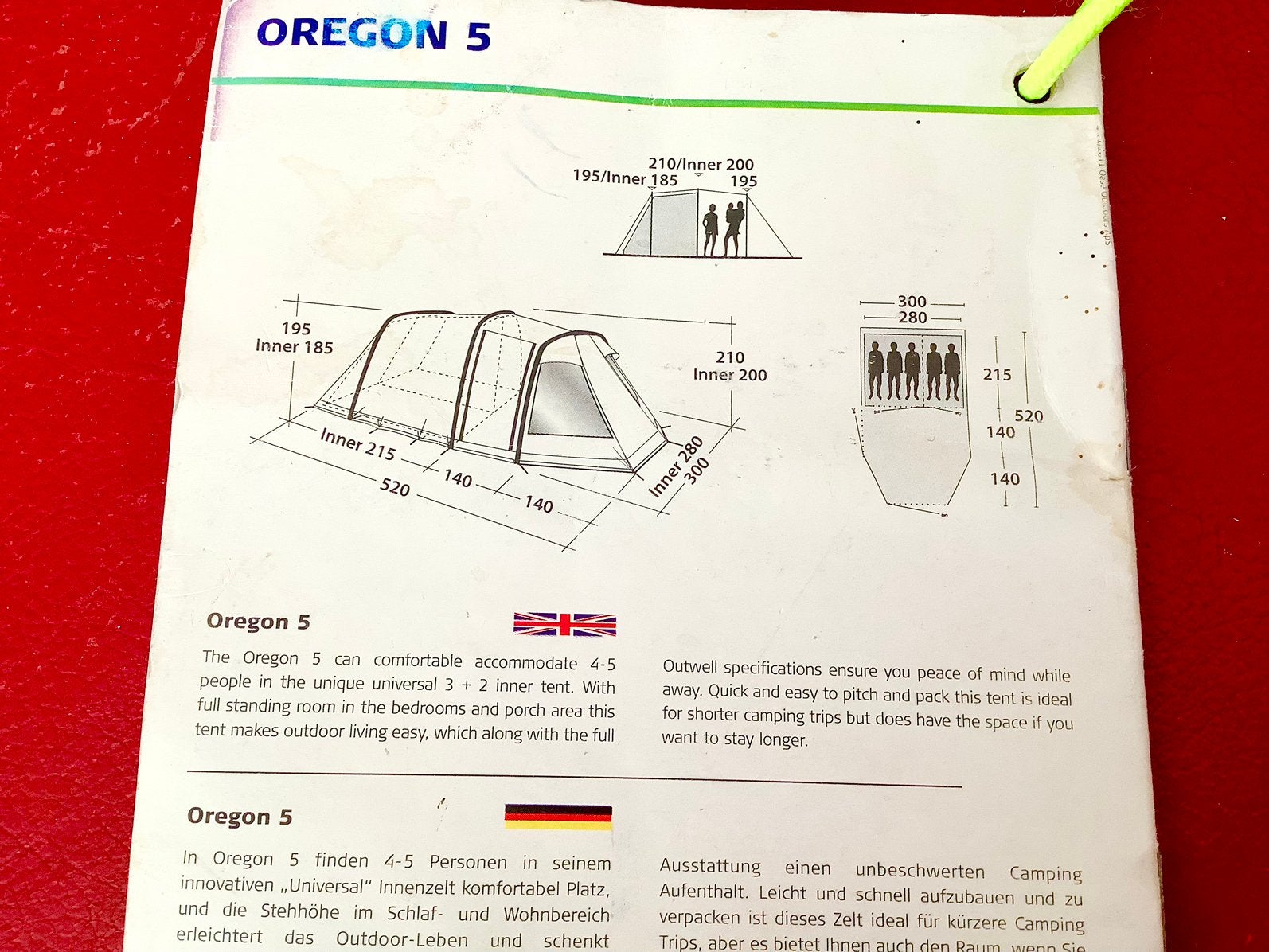 Outwell Oregon 5 persoons tent, Caravans en Kamperen, Ophalen, Zo goed als nieuw, Tot en met 5