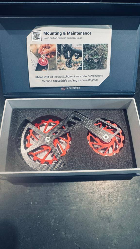 Nova Ride Carbon Keramische Derailleurkooi Rood Shimano GRX, Fietsen en Brommers, Fietsonderdelen, Nieuw, Ophalen of Verzenden