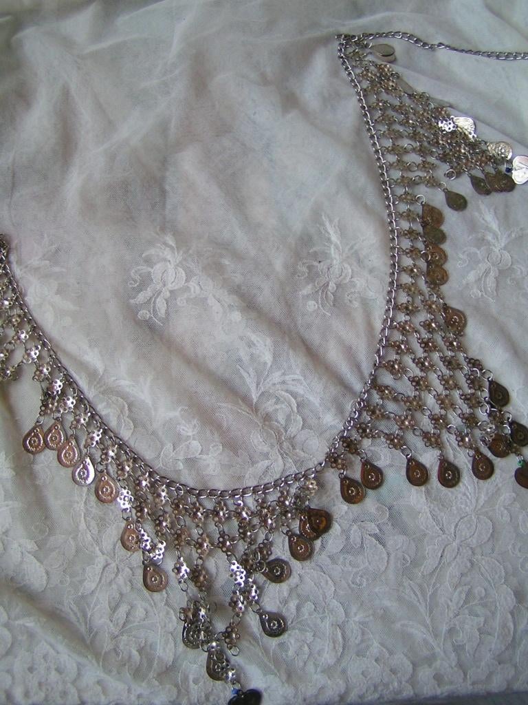 metalen heupketting buikdans zilverkleurige muntjes XX 723, Verzenden, Overige typen
