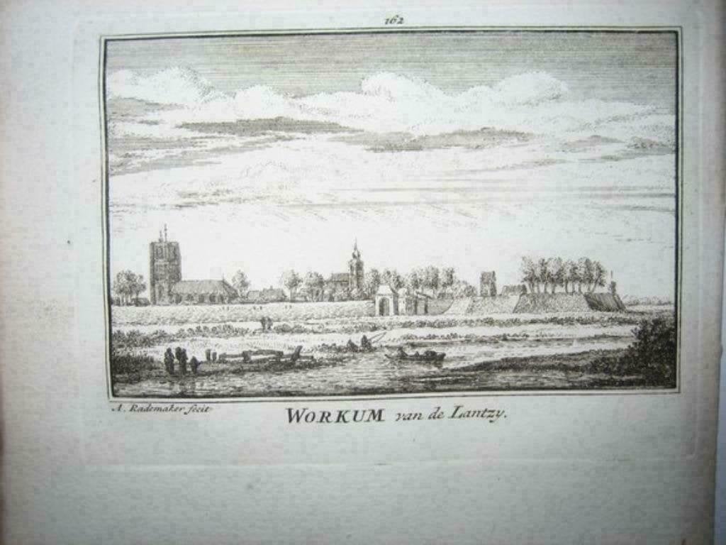 162 / Workum Gorinchem   Kopergravure 18e Eeuw, Antiek en Kunst, Kunst | Etsen en Gravures, Ophalen of Verzenden