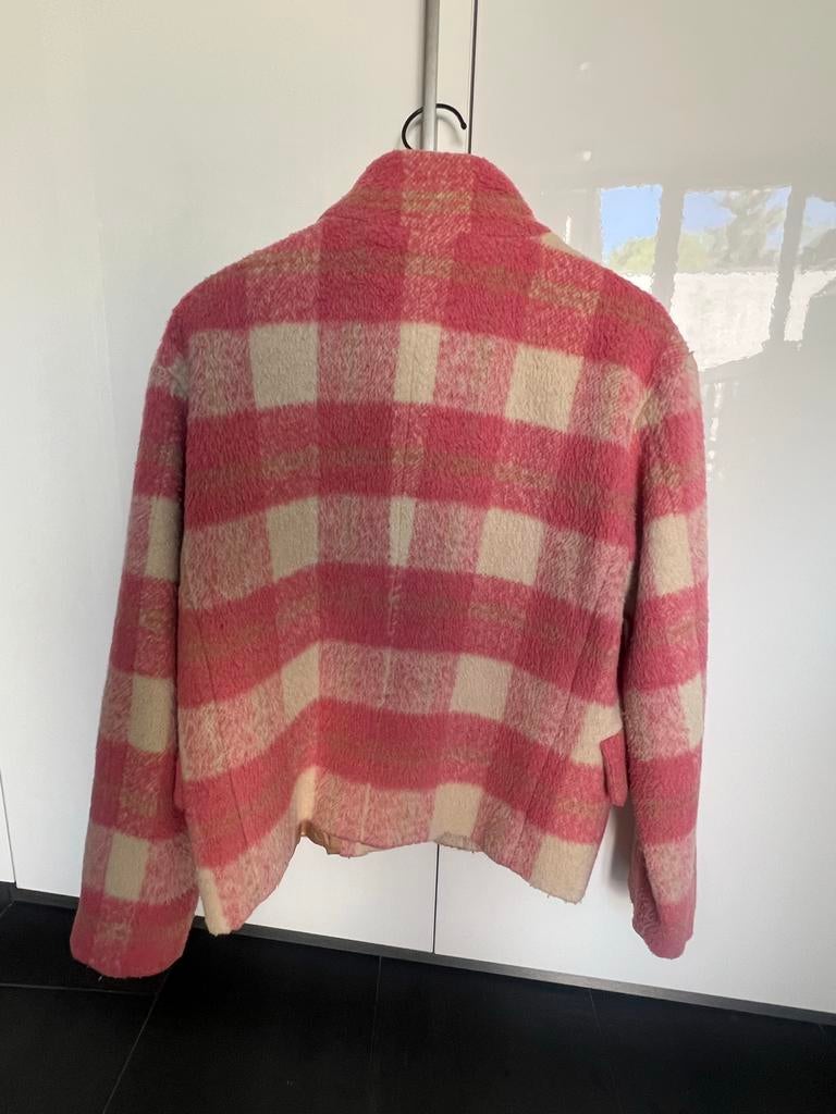 AIMEE THE LABEL Nina geruite jas roze/beige, Kleding | Dames, Ophalen of Verzenden, Zo goed als nieuw, Maat 38/40 (M), Roze