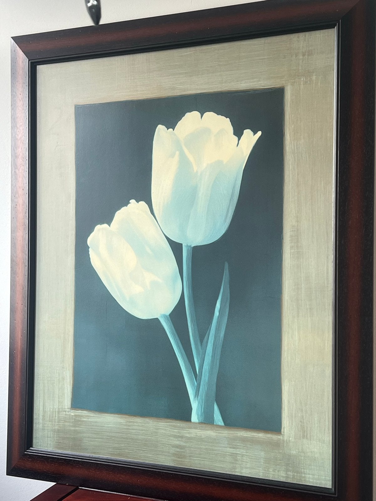 Ingelijste kunstprint van witte tulpen of aronskelken, Bloemen, Realistisch, Ophalen of Verzenden, Print