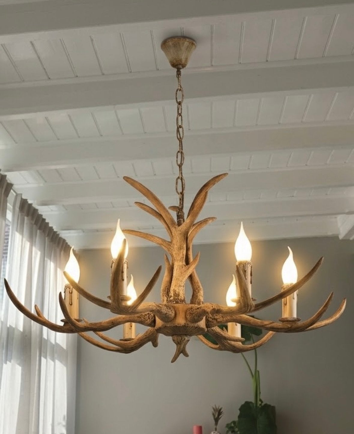 Herten Hoorn Kroonluchter – 6 Arm – Rustiek & Elegant, Verzenden, Nieuw