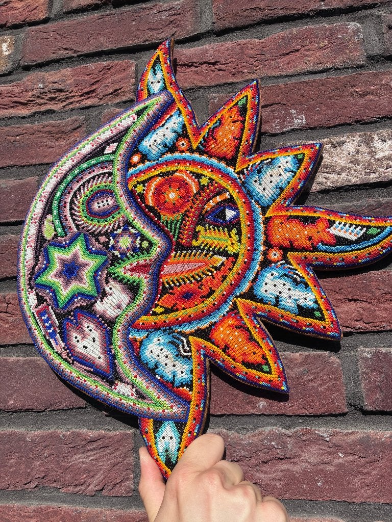 Wanddecoratie mexicaanse sol y luna, Hout, Ophalen of Verzenden, Zo goed als nieuw, Wandbord of Wandpaneel