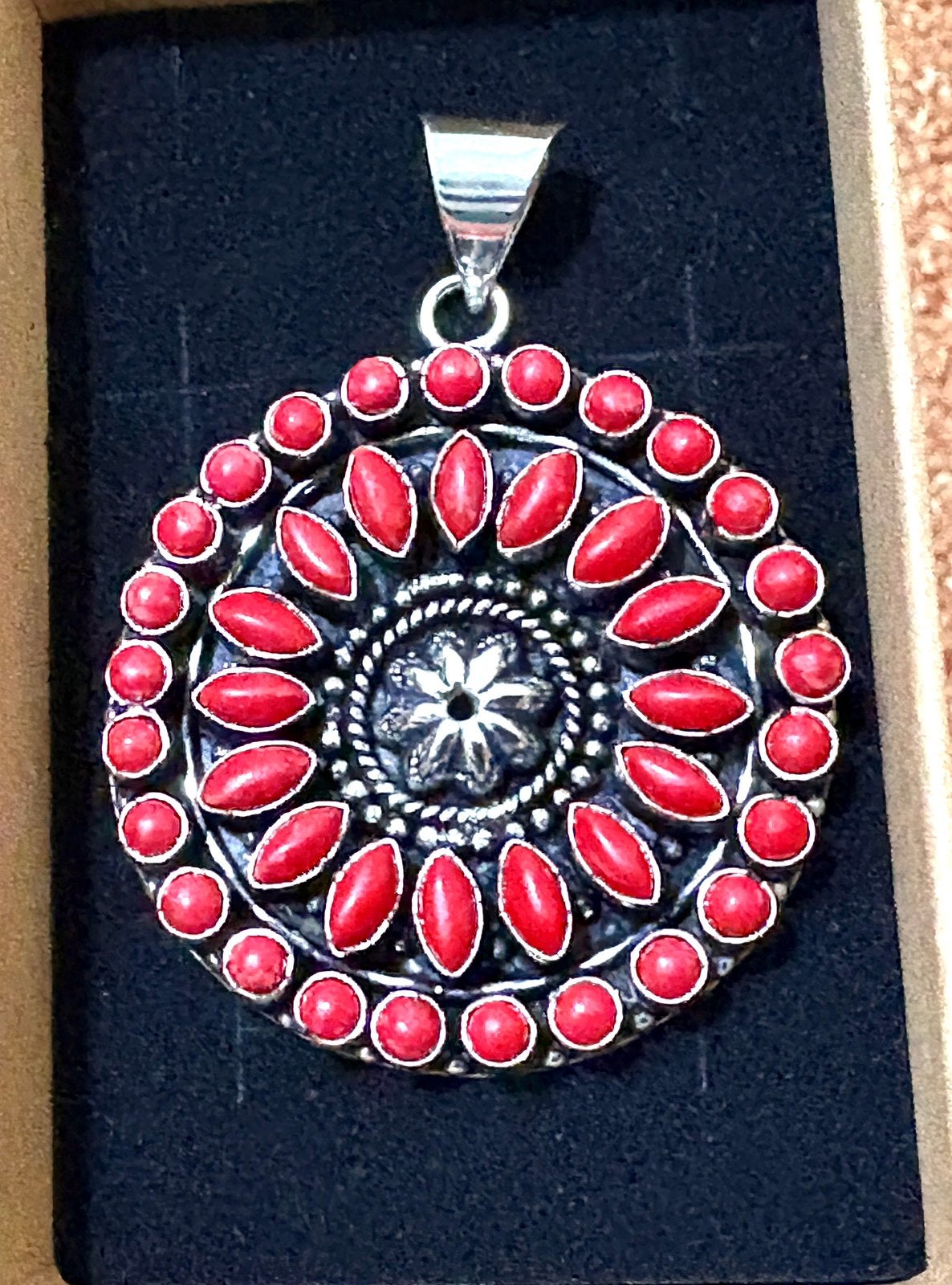 Bloed koraal zilveren 925 ketting hanger / pendant, Verzenden, Nieuw