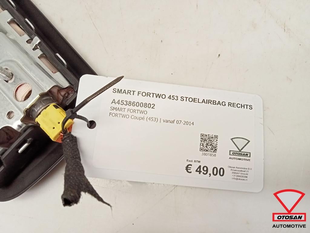 Smart Fortwo 453 Stoelairbag Stoel Airbag Rechts A4538600802, Gebruikt, Mercedes-Benz AG, Ophalen of Verzenden, Mercedesstrasse 120
70372  Stuttgart, DE