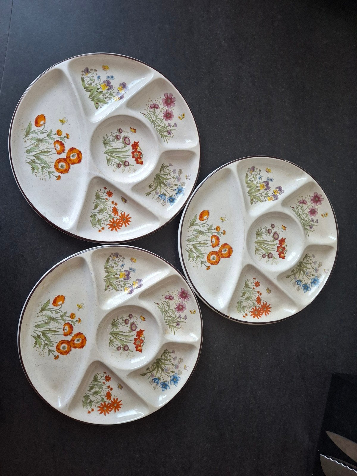 Fondueborden 3 stuks vintage, Ophalen