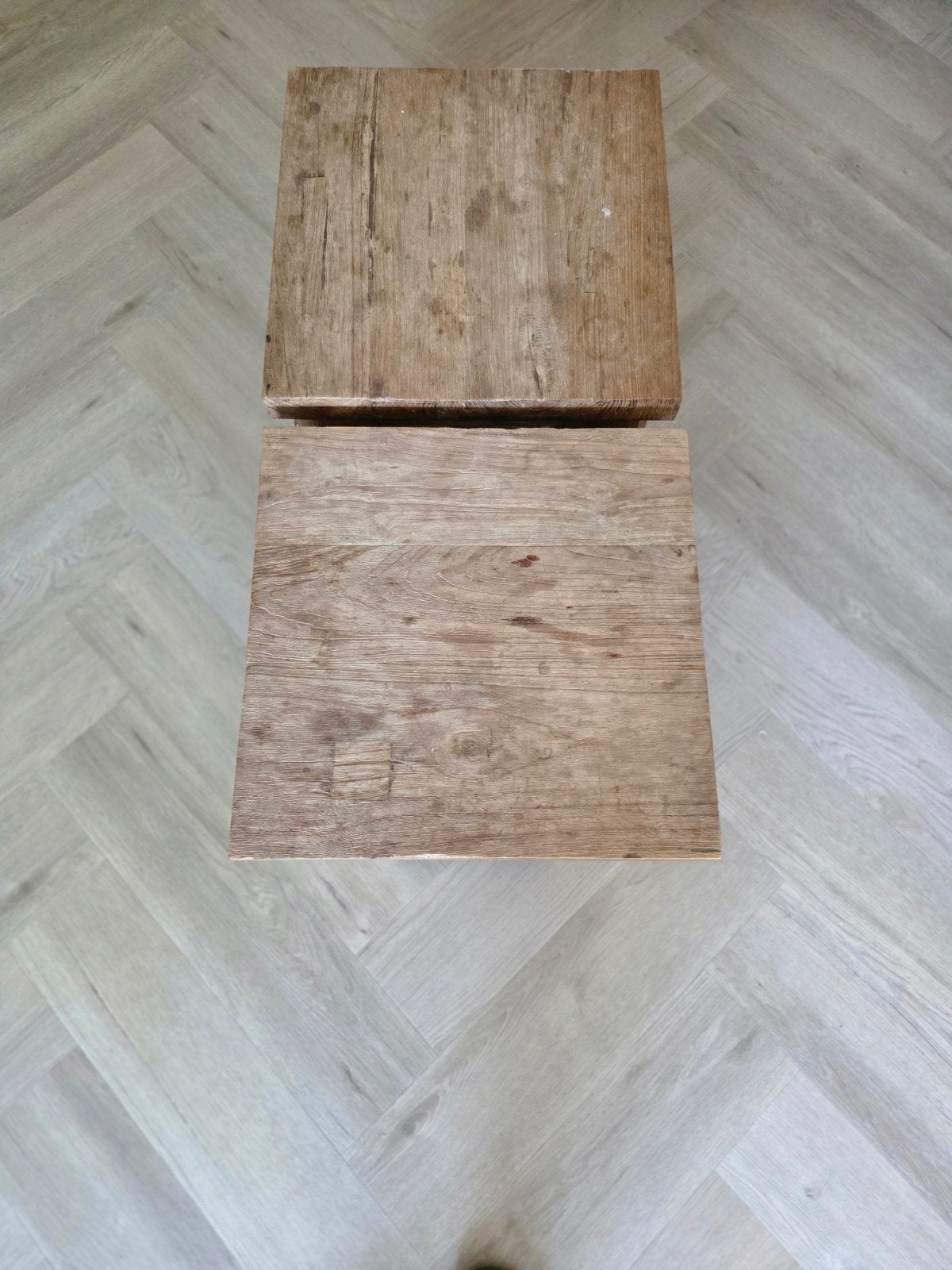 Massief teakhouten salontafel/bijzettafel, Minder dan 45 cm, Minder dan 55 cm, Gebruikt, Landelijk, Rustiek