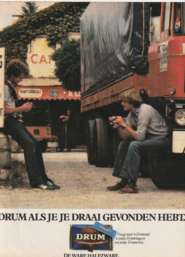 Retro reclame 1984 Drum shag voor vrachtwagen chauffeur, Verzenden, Overige typen