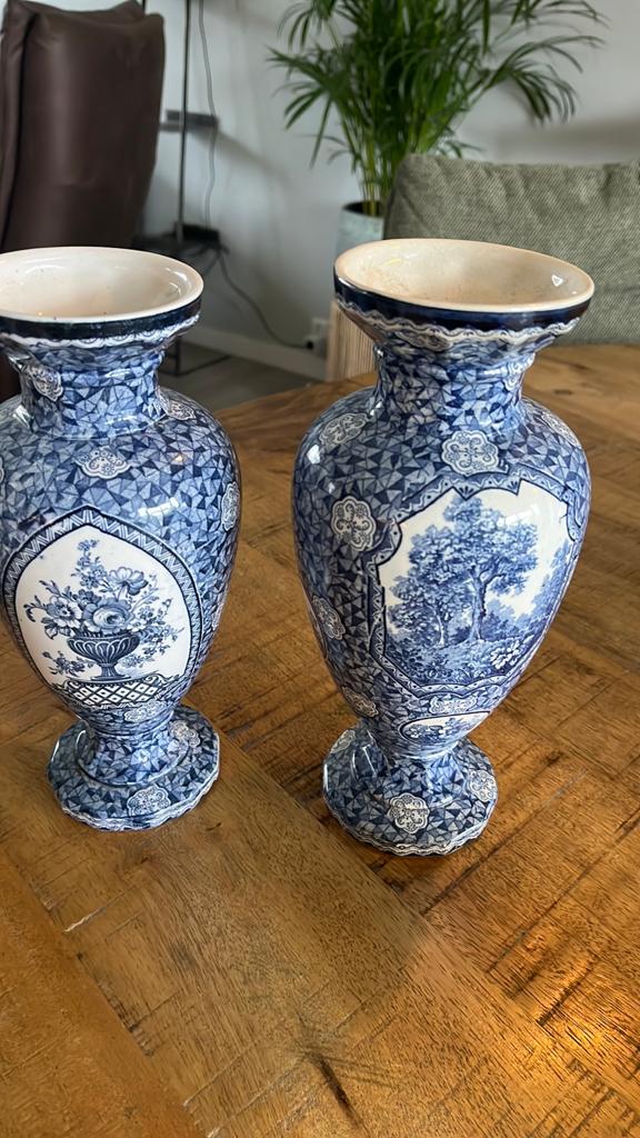 Petrus Regout Royal Sphinx Maastr. Delfts blauw”, Ophalen of Verzenden