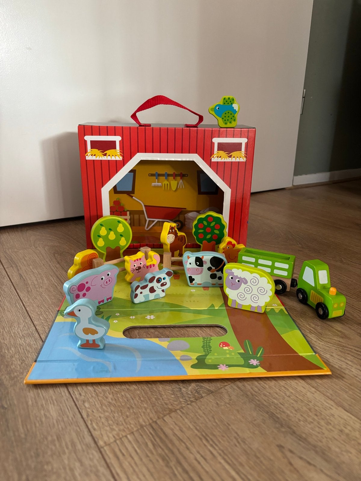Boerderij dieren hout Tooky Toy Speelbox houten Speelgoed, Verzenden, Zo goed als nieuw, Overige typen