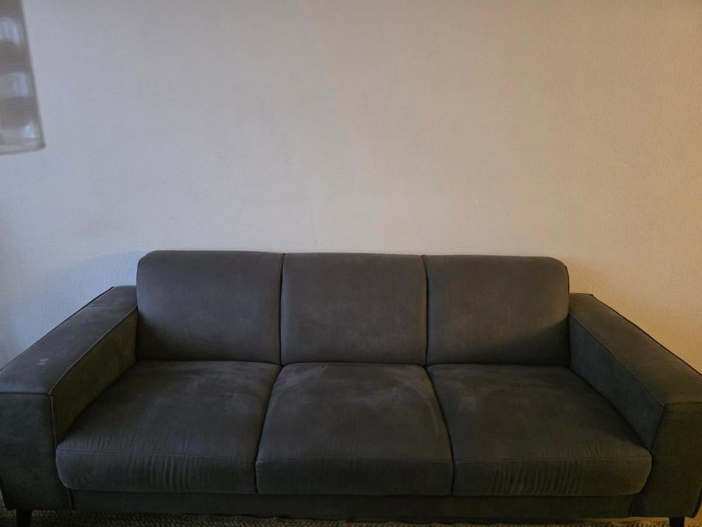 Set van 2 grijze banken (twee- en driezits), Gebruikt, 150 tot 200 cm, Tweepersoons, 75 tot 100 cm
