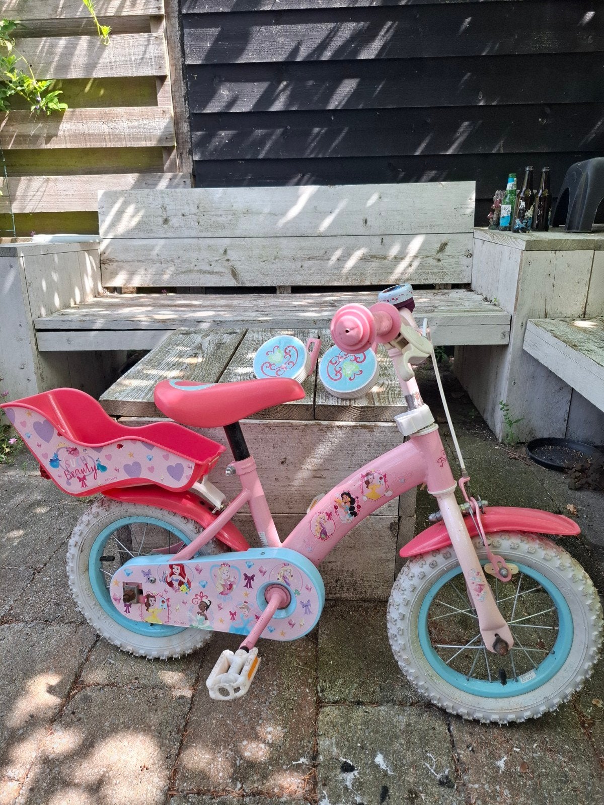 Disney prinsessen fiets, 12inch, Ophalen, Terugtraprem, Zijwieltjes, Minder dan 16 inch